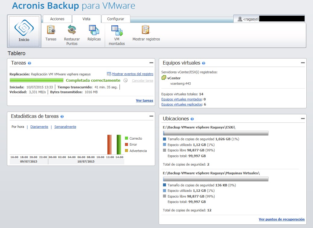 Replicación de máquinas virtuales con Acronis Backup for VMware 9 ...