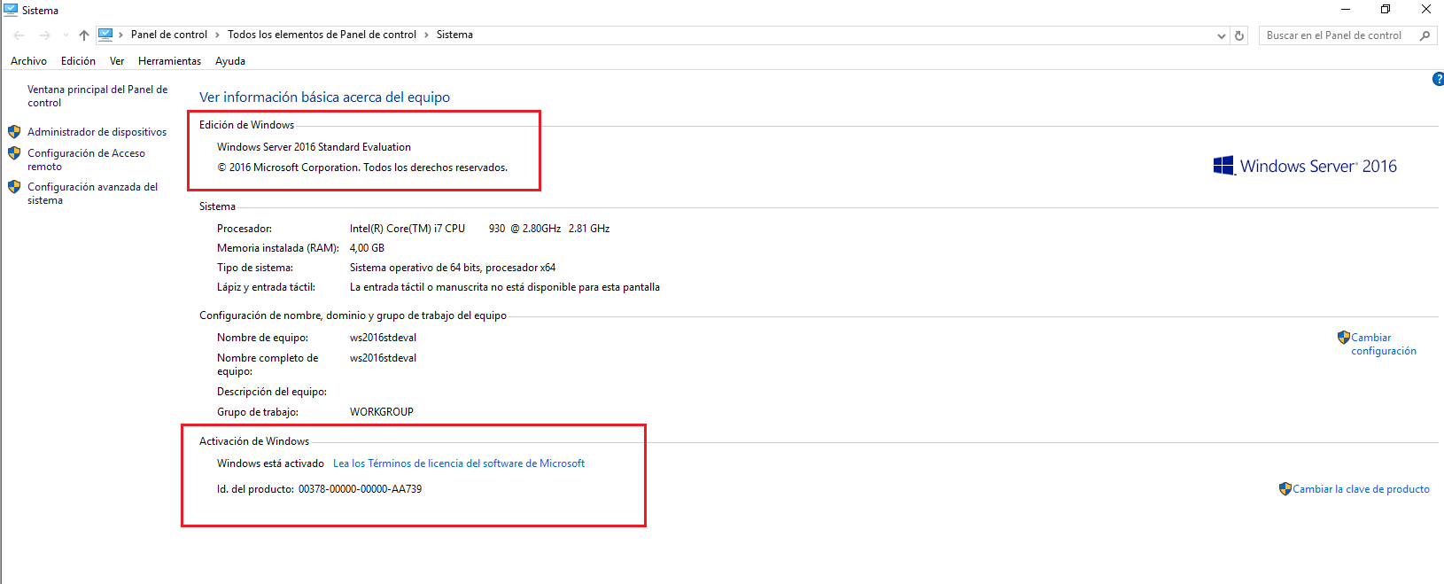 Convertir versión de evaluación MS Windows Server 2016 Standard a ...