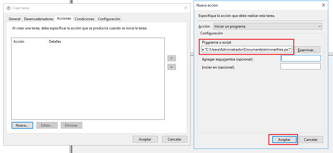 Scripts PoweShell con tareas programadas en Windows Server 2016 ...