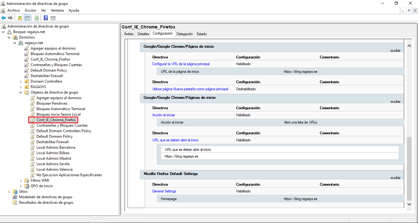 GPO para configurar página de inicio en Internet Explorer, Google ...