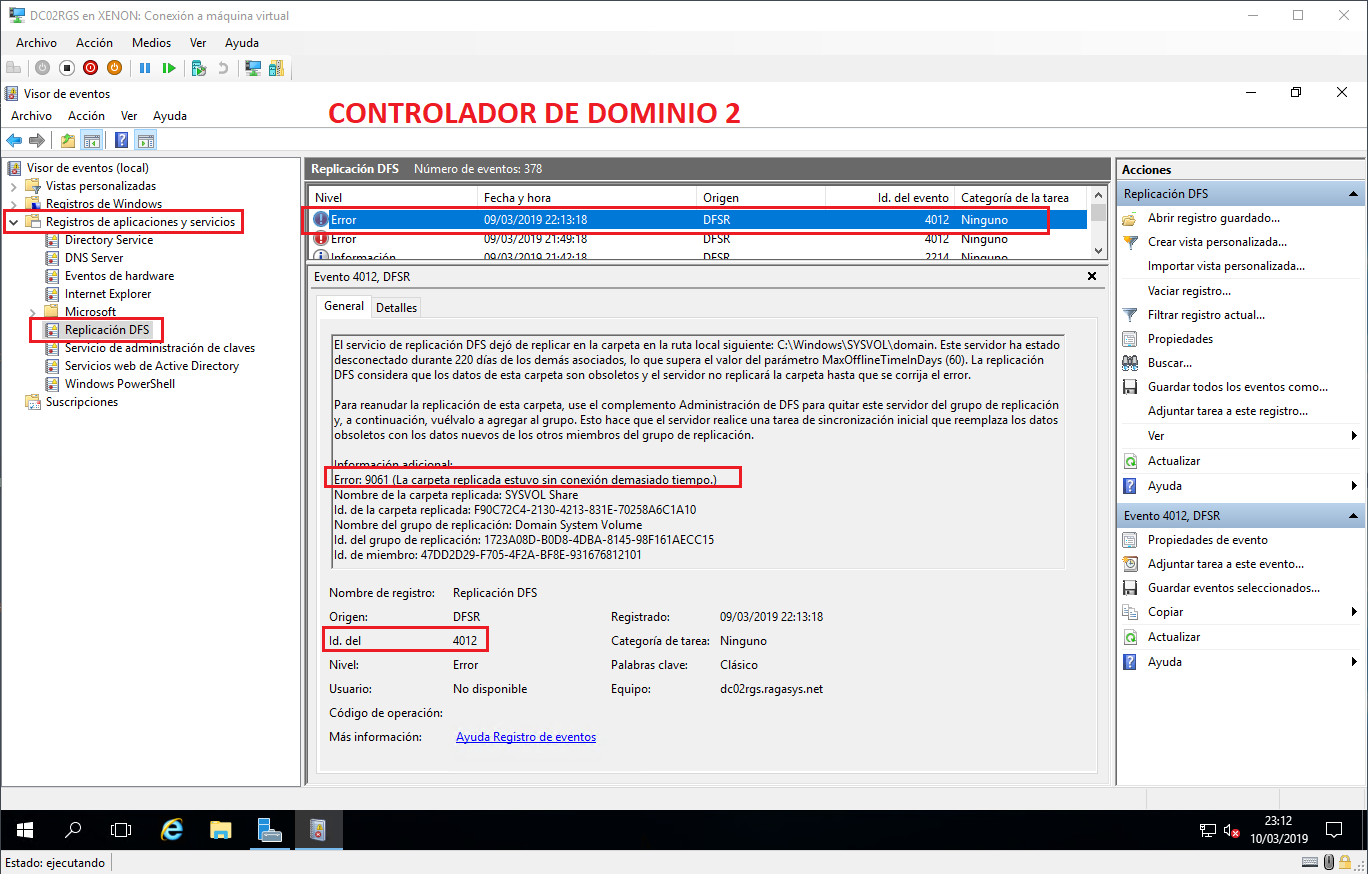 Troubleshooting – Active Directory – Error 9061 ID Evento 4012 ...