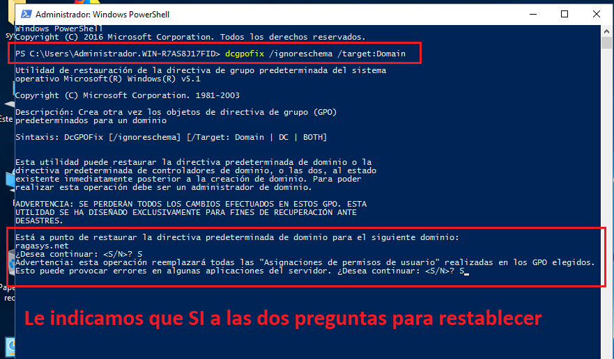 Restablecer a las configuraciones por defecto las GPOs Default Domain Policy y Default Domain