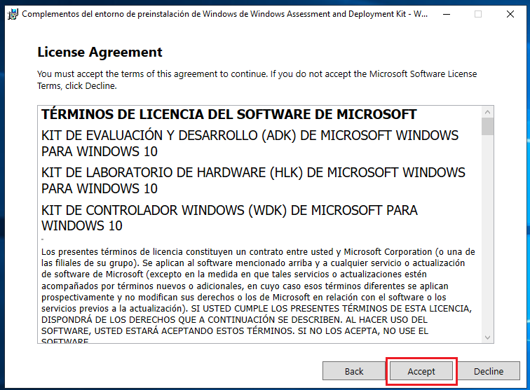 Instalación Windows Assessment and Deployment Kit (Windows ADK) y
