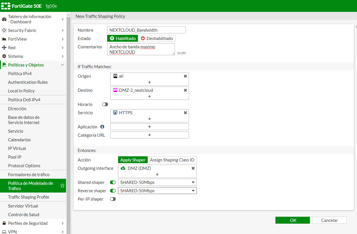 Fortigate Traffic Shapping Configuración Fortigate – Limitar ancho de banda con Traffic Shaping ...