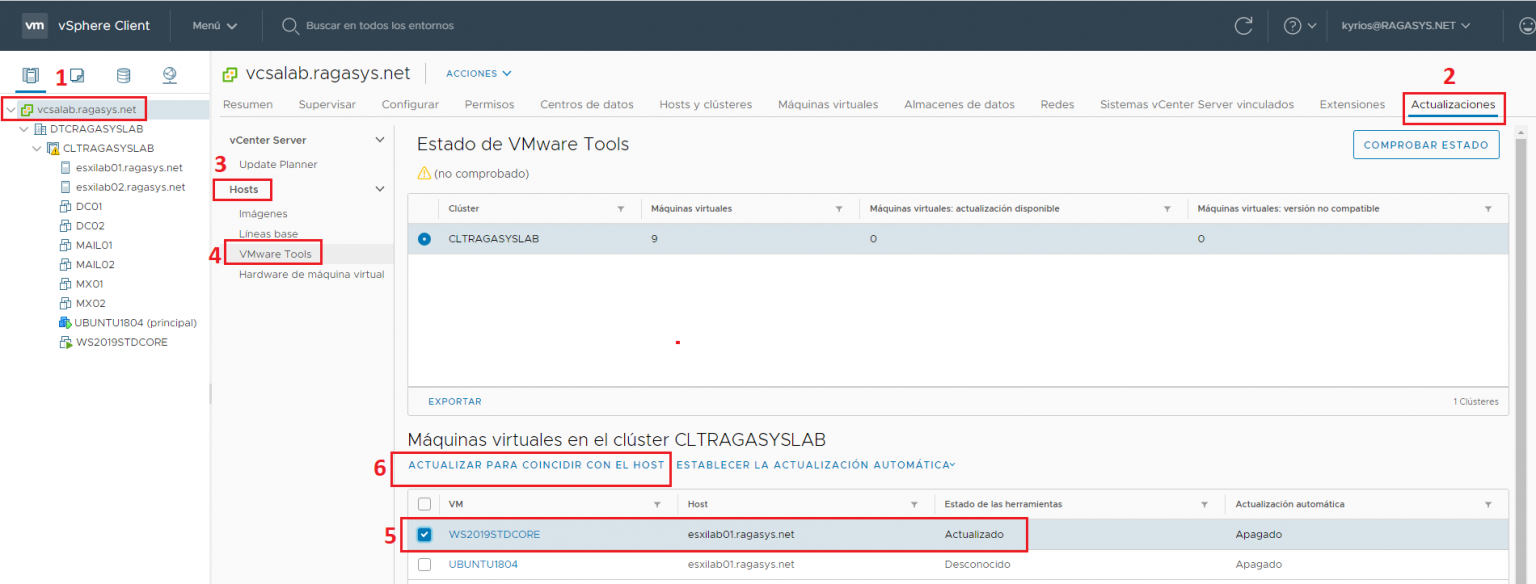 Upgrade VMware Tools y Hardware virtual de las máquinas virtuales en VMware vSphere 7.0