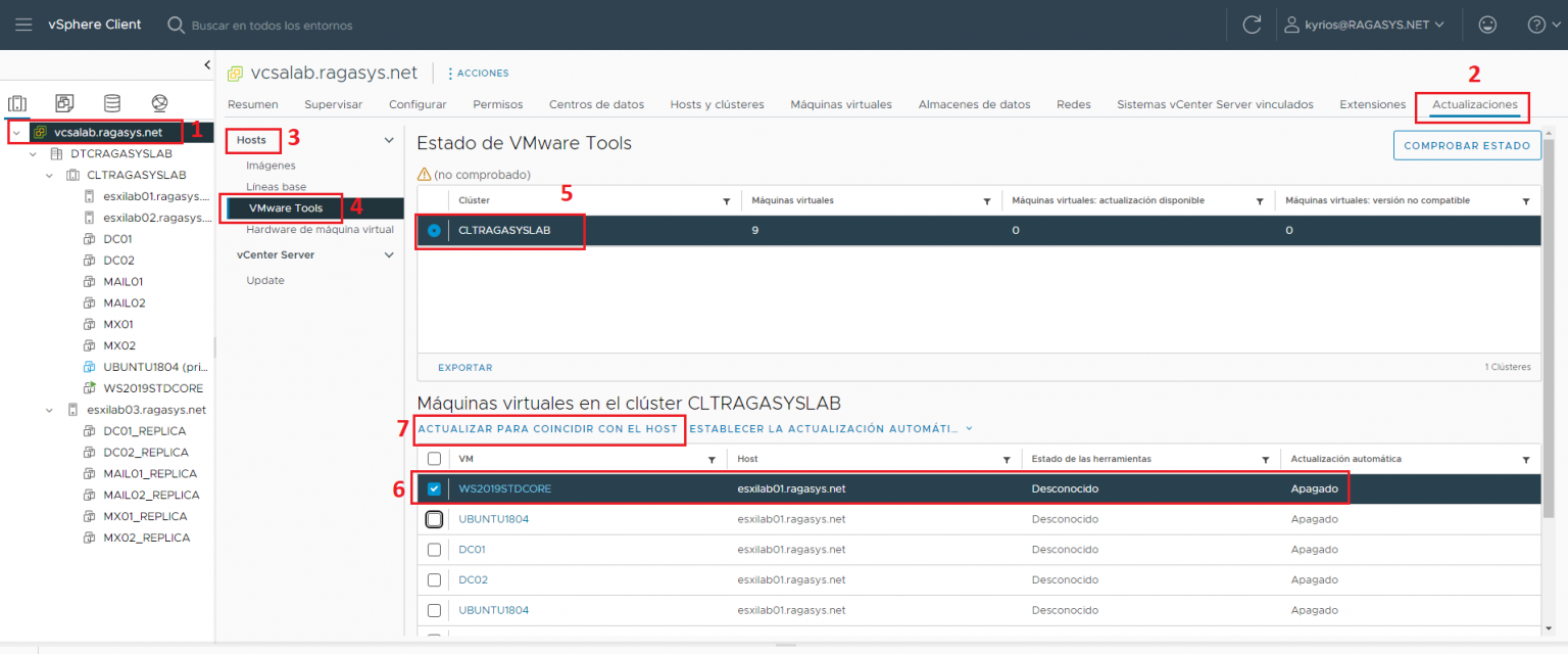 Upgrade VMware Tools y Hardware virtual de las máquinas virtuales en VMware vSphere 8.0