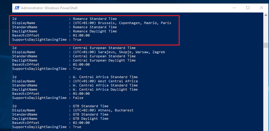 Cambiar la zona horaria con PowerShell - RAGASYS SISTEMAS