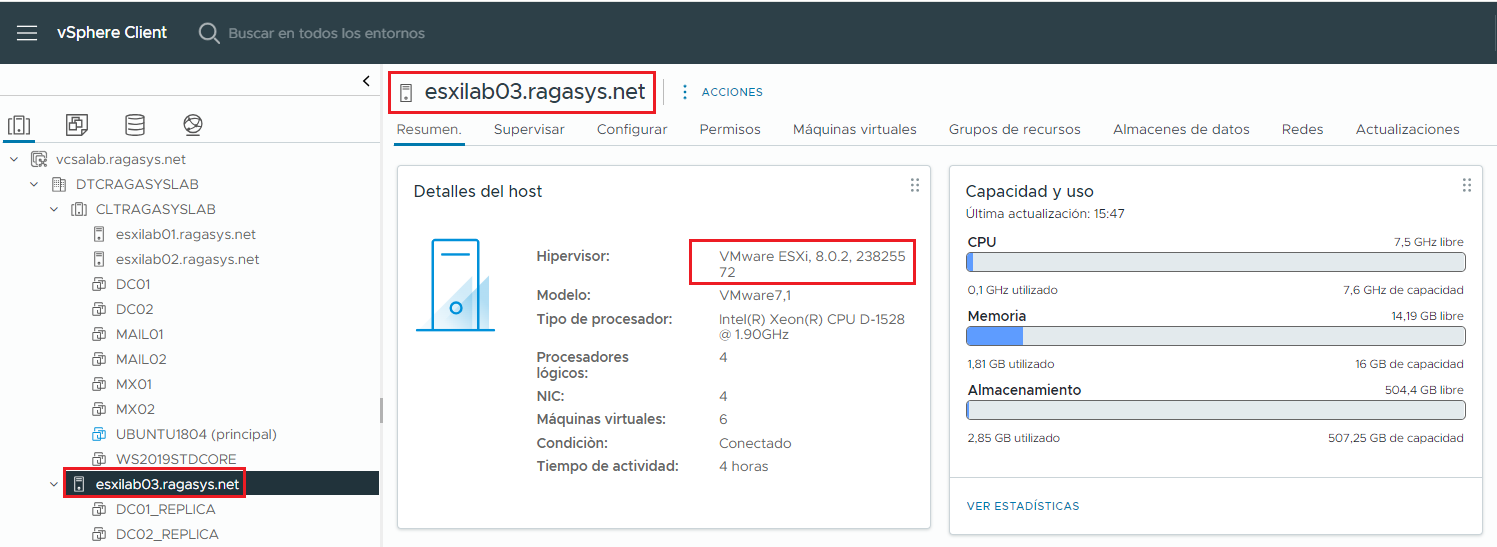 Actualizar VMware vSphere ESXi 8.0 Update 2c a 8.0 Update 3 con ...