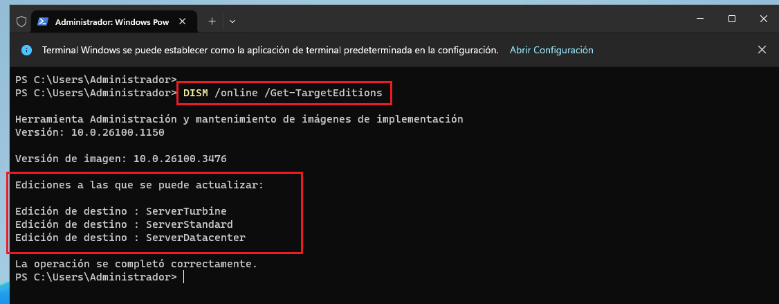 Convertir versión de evaluación MS Windows Server 2025 Standard a ...