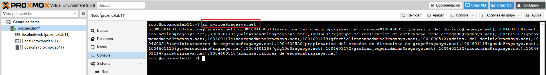 Unión a dominio Active Directory en Proxmox VE 9.0