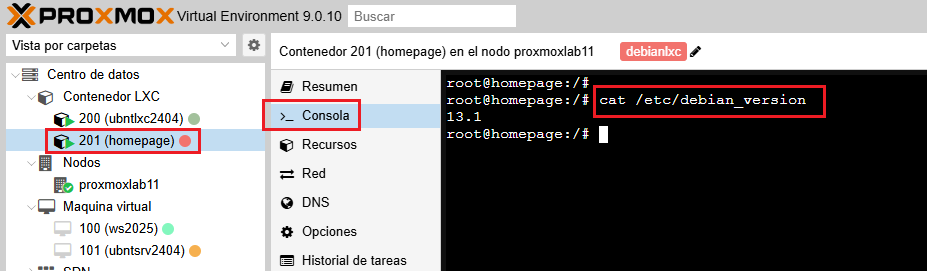 Actualizar contenedores LXC en Proxmox VE 9.0