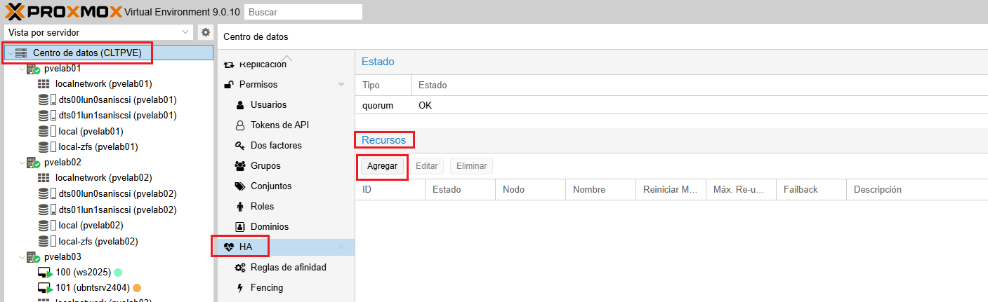 Configuración de alta disponibilidad HA en clúster Proxmox VE 9.0 con ...