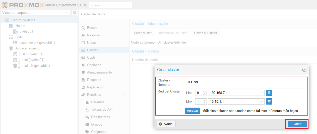 Creación y configuración clúster de 3 nodos en Proxmox VE 9.0 - RAGASYS ...