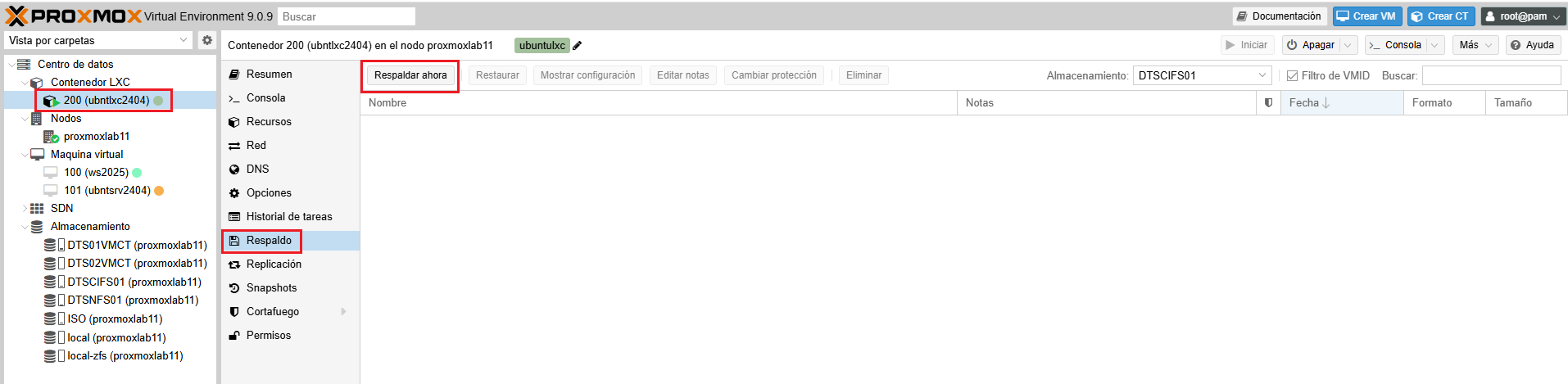 Despliegue de Contenedor LXC en Proxmox VE 9.0