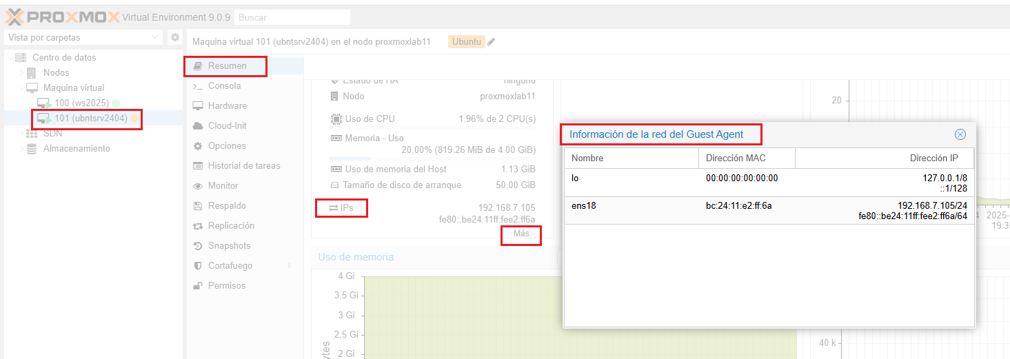Despliegue máquina virtual Ubuntu en Proxmox VE 9.0