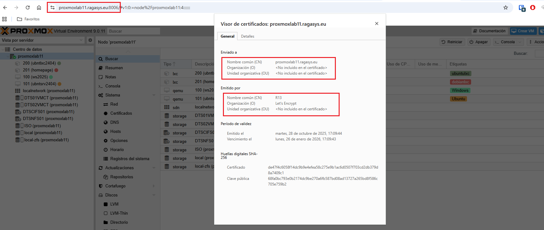 Agregar certificado SSL de Let’s Encrypt en Proxmox VE 9.0 DNS Provider Azure