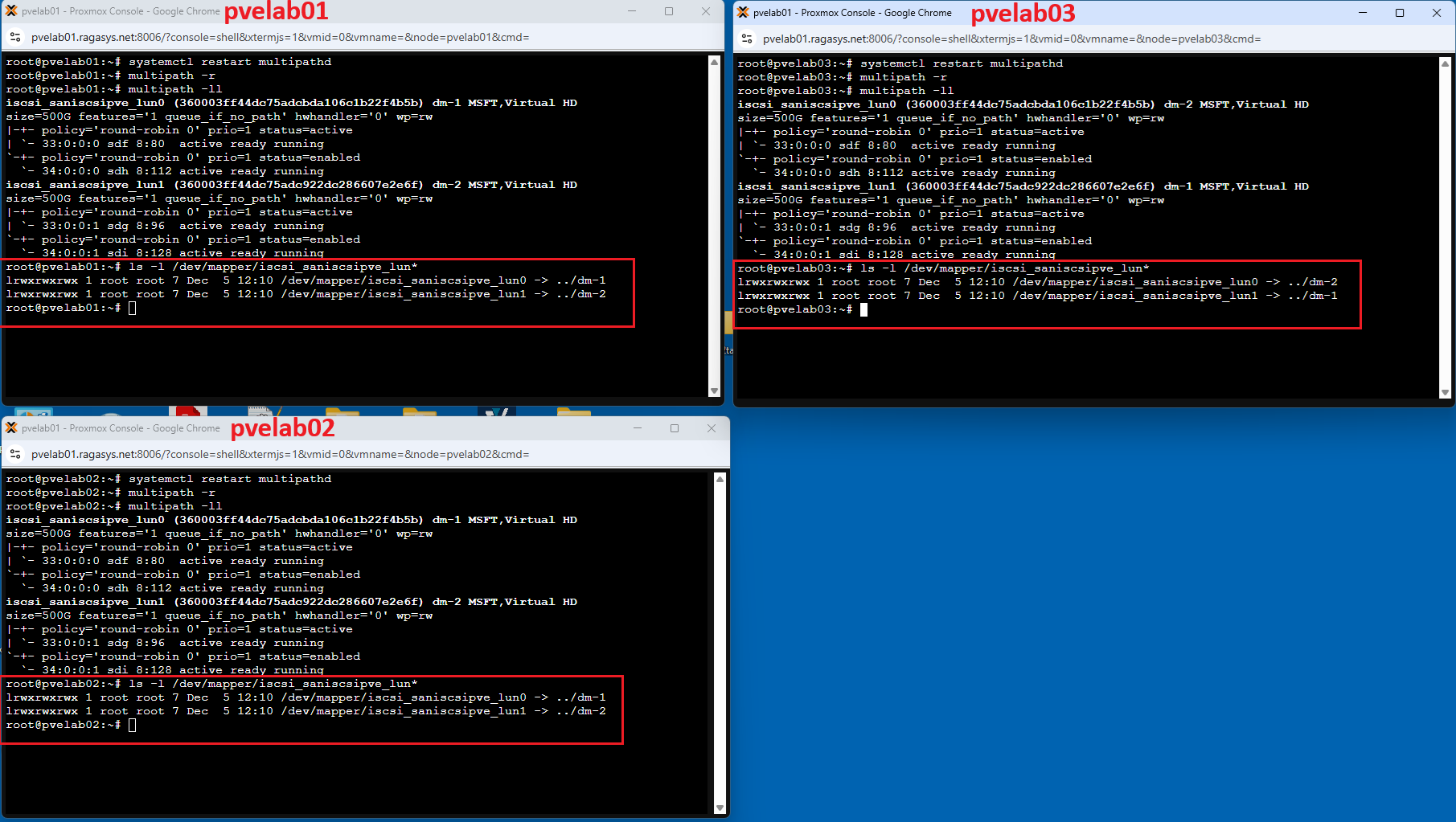 Agregar almacenamiento iSCSI multipath al Clúster Proxmox VE 9.1.2 configuración avanzada